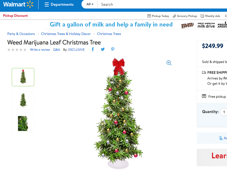 There’s a Weed Marijuana Leaf Christmas Tree on Walmart